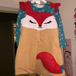 Toddler girls two piece fox dress